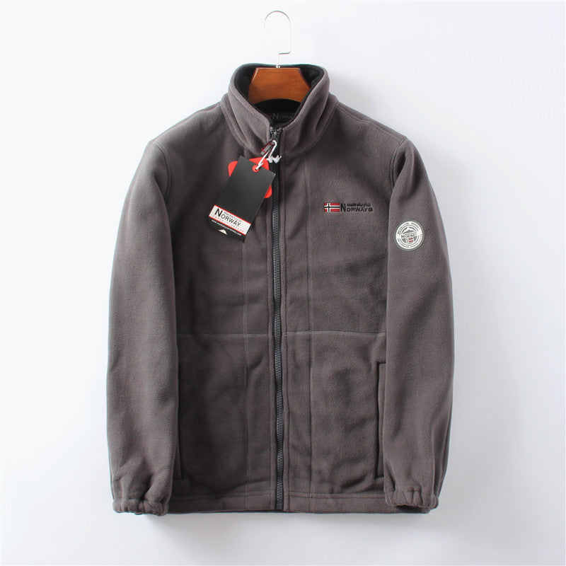 Herren Softjacke Stehkragen Reißverschluss Warm