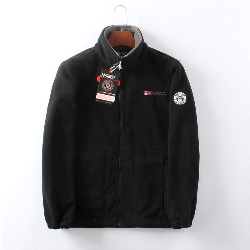 Herren Softjacke Stehkragen Reißverschluss Warm