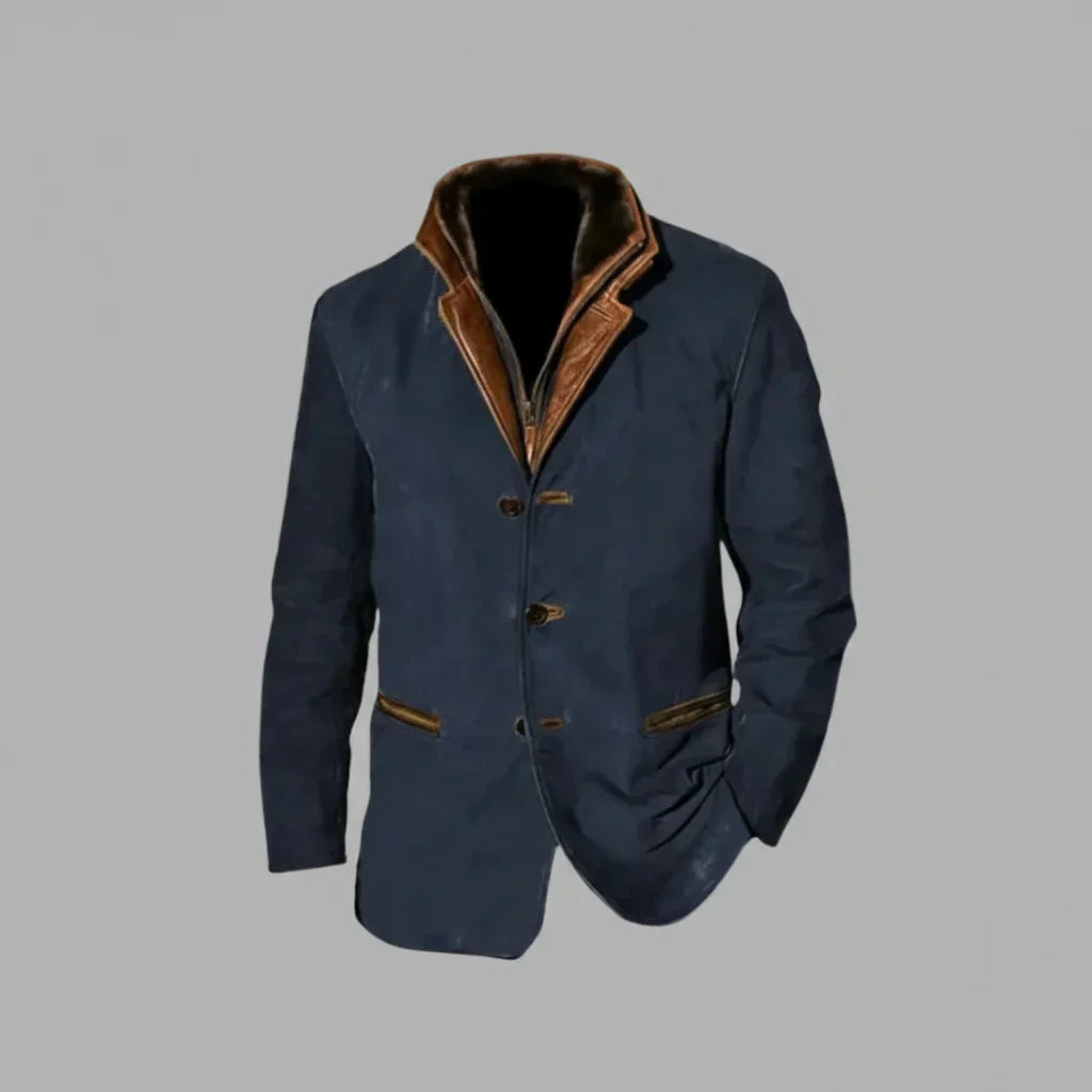 Herren Lederjacke Vintage Knöpfe