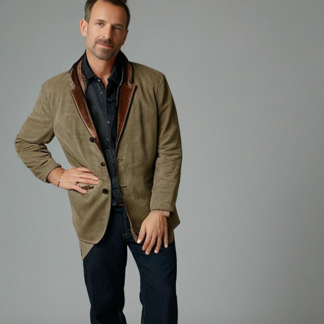 Herren Lederjacke Vintage Knöpfe