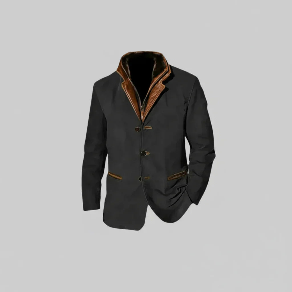 Herren Lederjacke Vintage Knöpfe