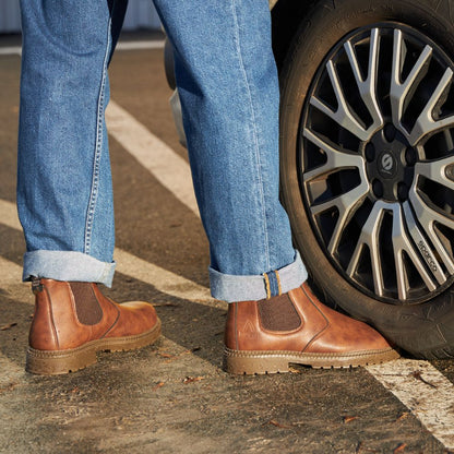 Herren Leder-Sicherheitsstiefel Stahlkappe Elastisch