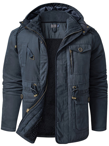 Herren Winterjacke mit Kapuze Reißverschluss Warm Bequem