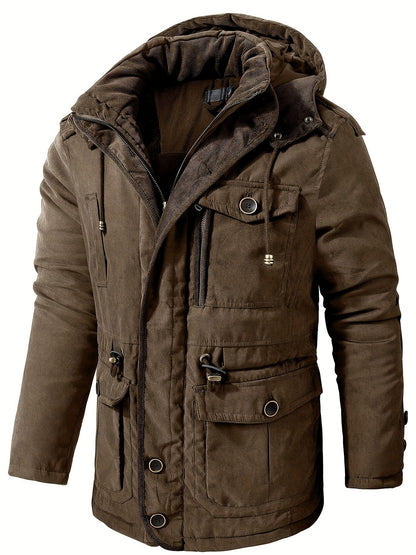 Herren Winterjacke mit Kapuze Reißverschluss Warm Bequem