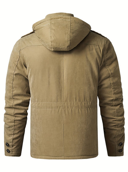Herren Winterjacke mit Kapuze Reißverschluss Warm Bequem