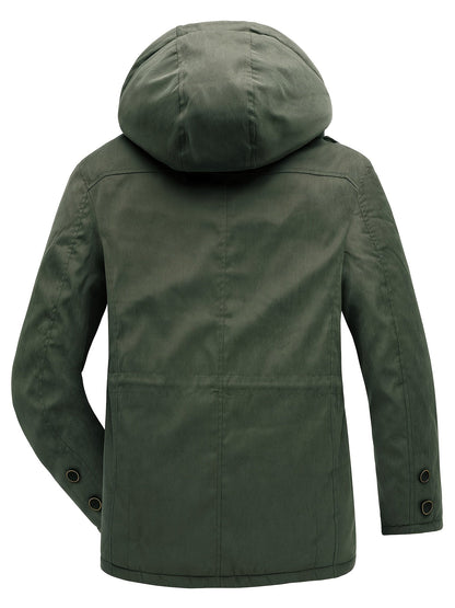Herren Winterjacke mit Kapuze Reißverschluss Warm Bequem
