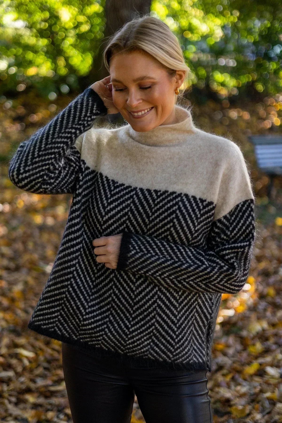 Damen Lockere Strickpullover Hoher Kragen
