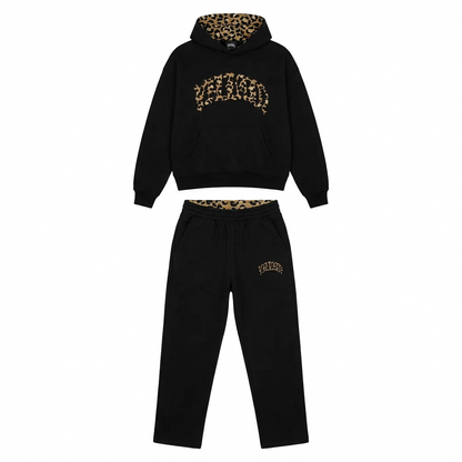 Damen Leopard Lounge Set Hoodie Jogginghose Leopardenmuster