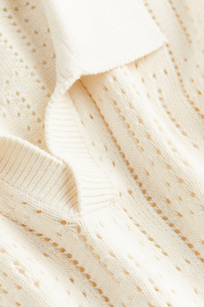 Eleganter Damen Pullover Häkellook mit Polokragen