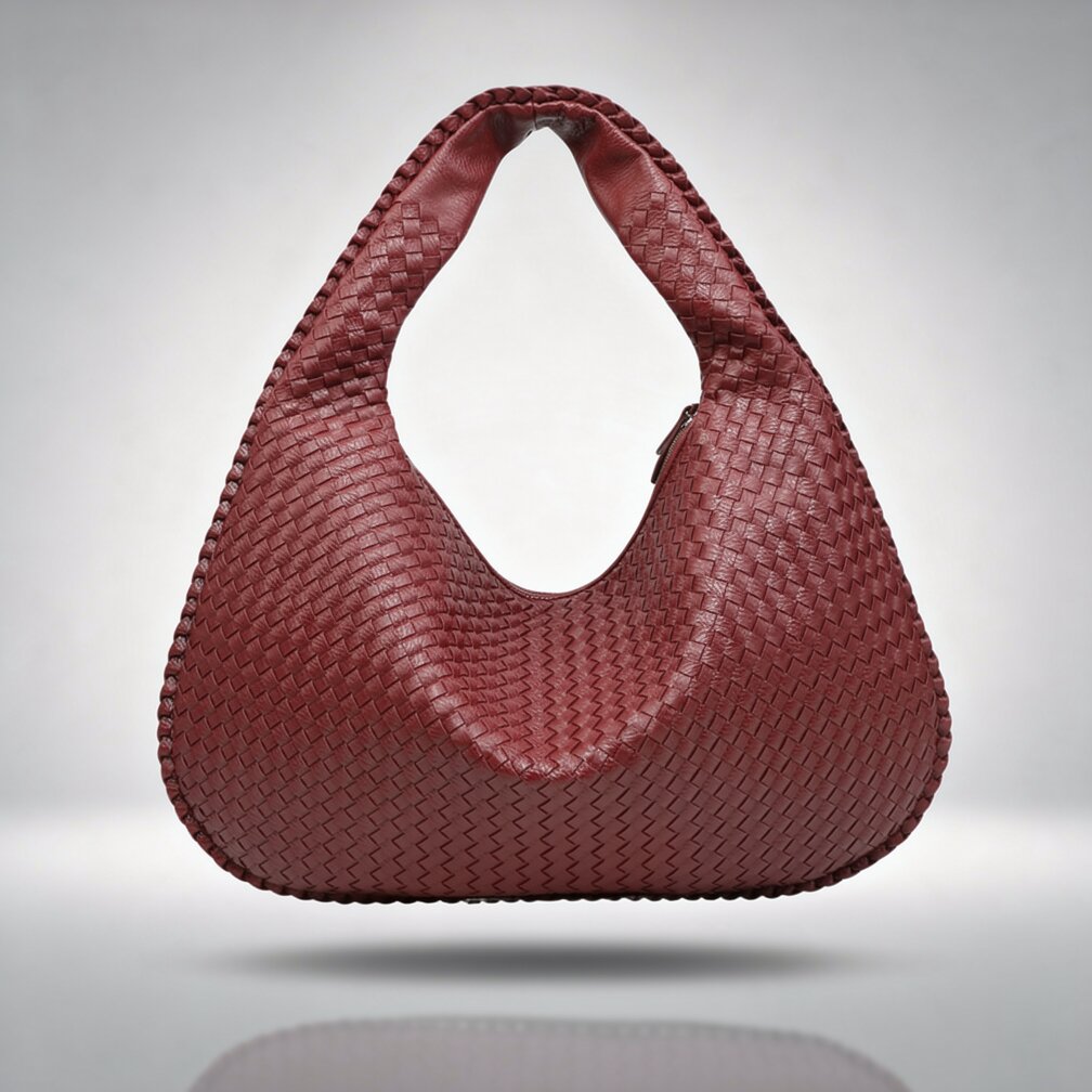 Damen Leder Schultertasche Geflochtene Hobo Bag Braun - Norvielle