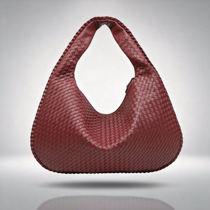 Damen Leder Schultertasche Geflochtene Hobo Bag Braun - Norvielle