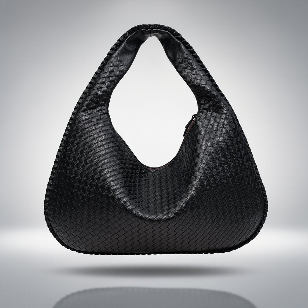 Damen Leder Schultertasche Geflochtene Hobo Bag