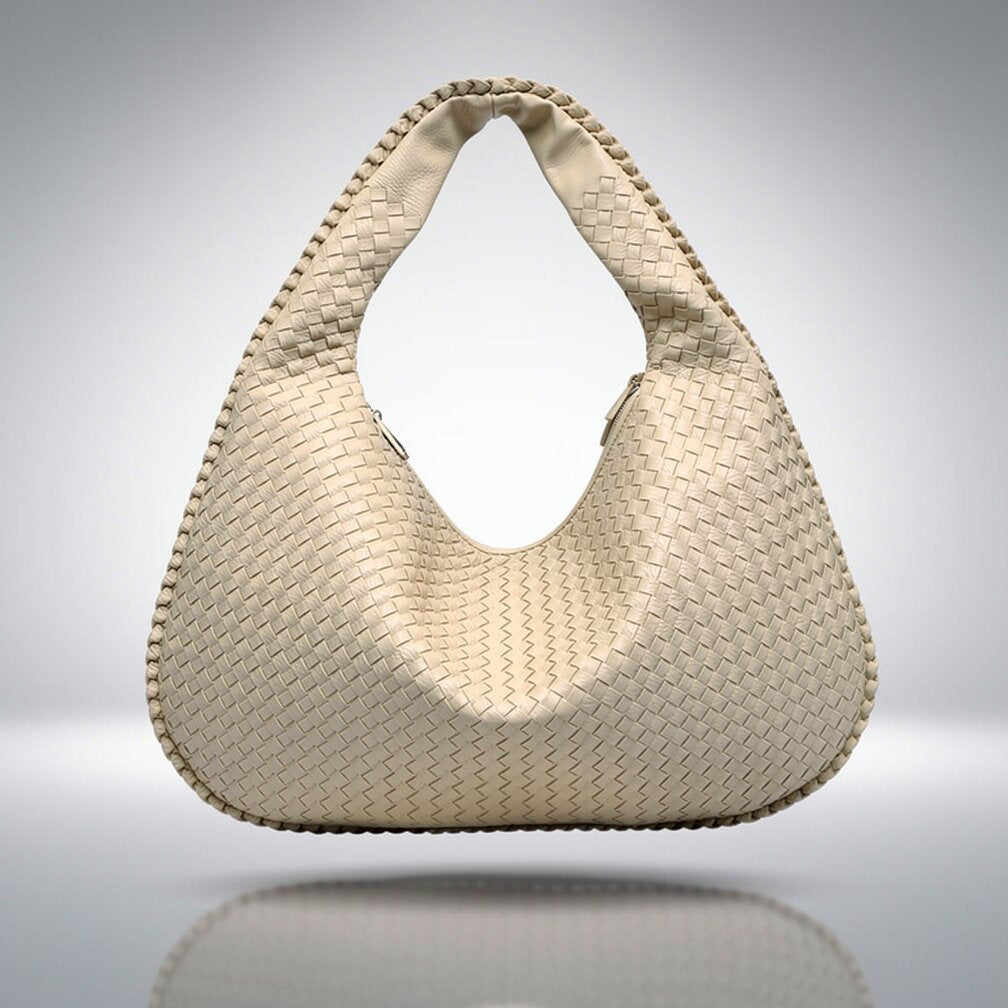 Damen Leder Schultertasche Geflochtene Hobo Bag