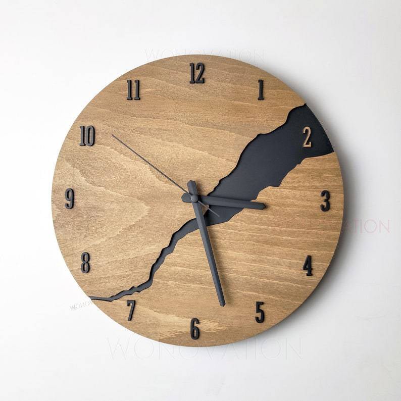 Nuvoro Holz Wanduhr Optik
