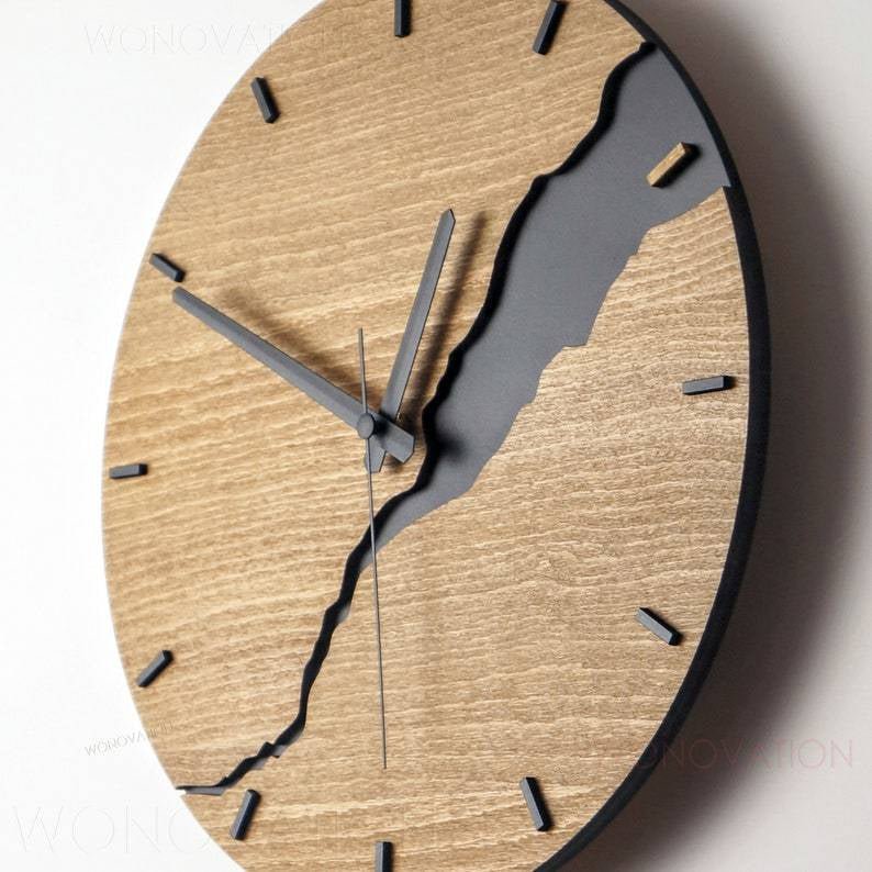 Nuvoro Holz Wanduhr Optik