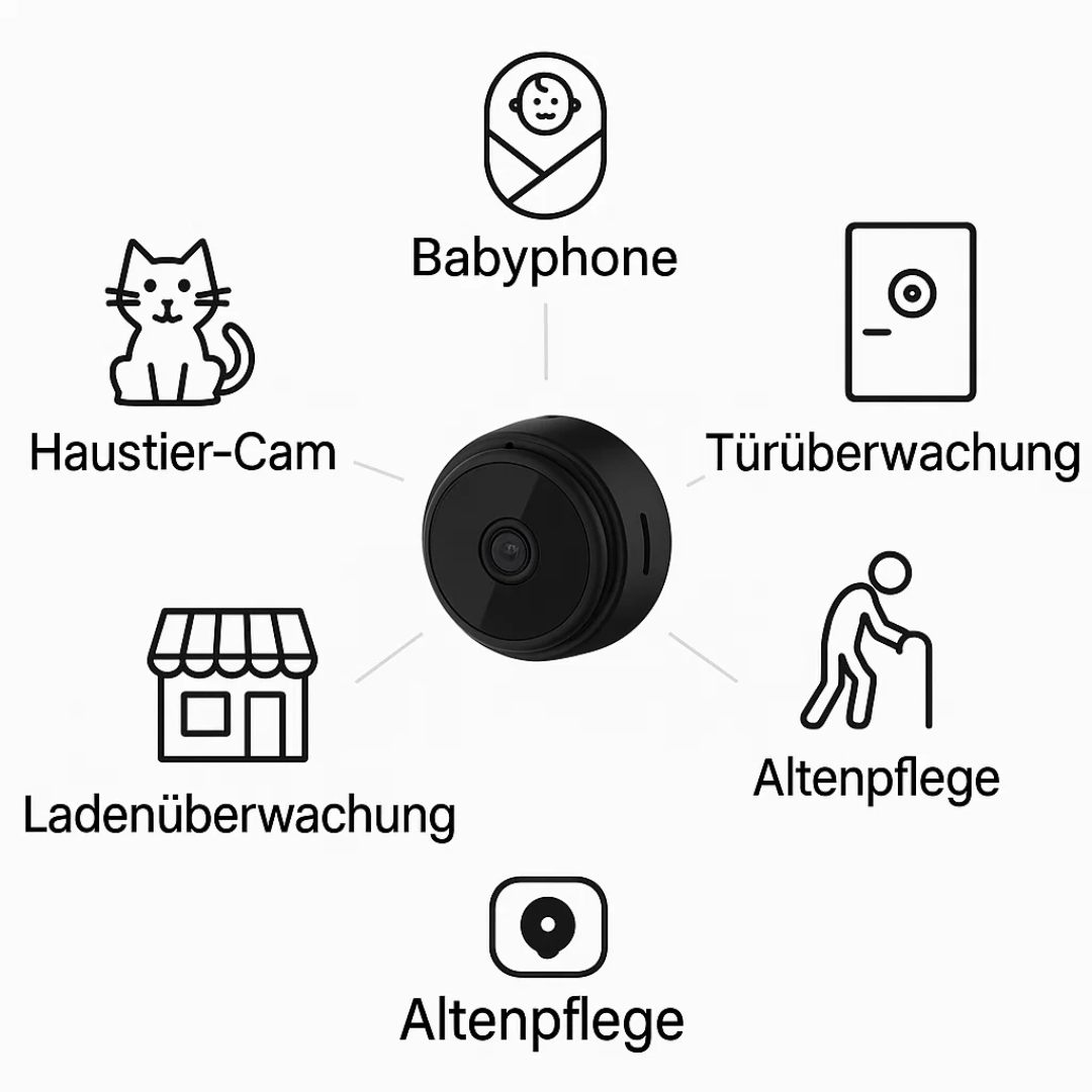 WiFi Überwachungskamera 1080p HD Nachtsicht Mini