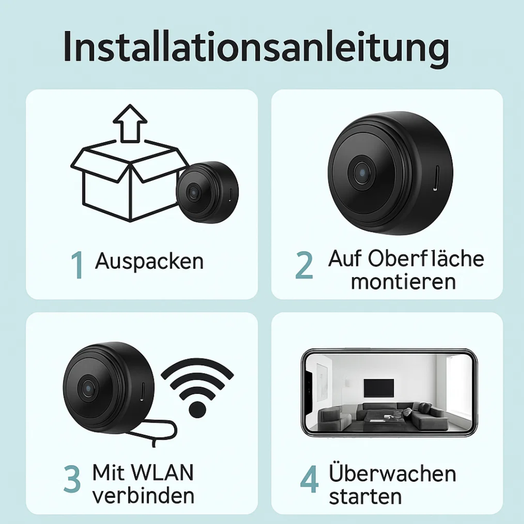 WiFi Überwachungskamera 1080p HD Nachtsicht Mini