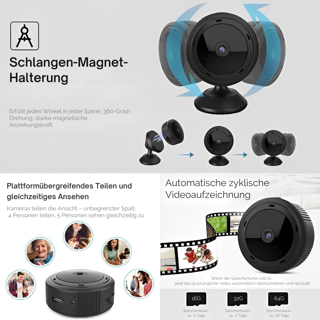WiFi Überwachungskamera 1080p HD Nachtsicht Mini