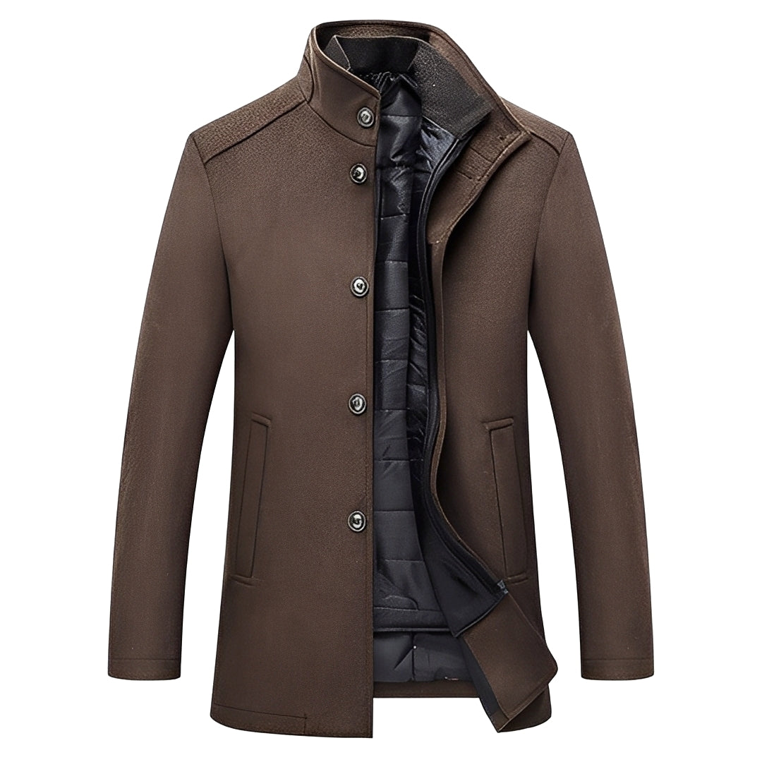 Herren Winterjacke Stehkragen Knöpfe Warm