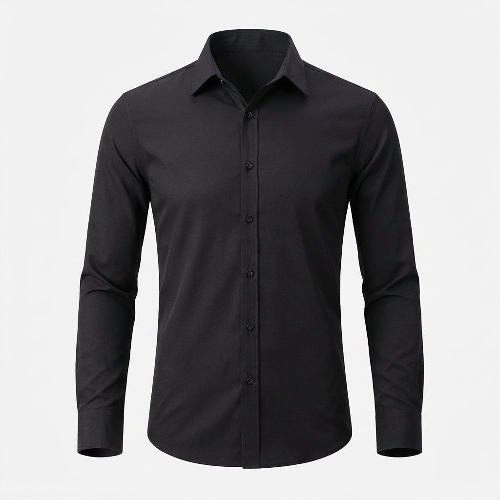 Herren Hemd Superstretch Bequem Schwarz - Norvielle