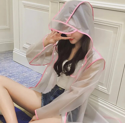Norvielle Damen Regenjacke Transparent Wasserdicht