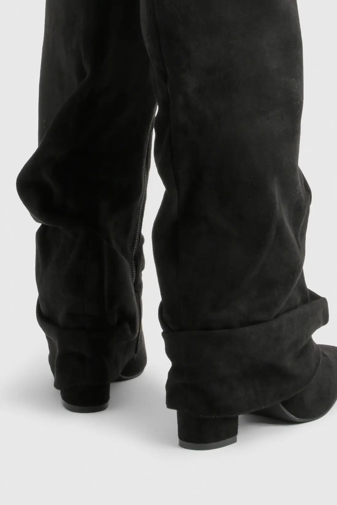 Damen Slouch Boots Faltstiefel Niedriger Absatz