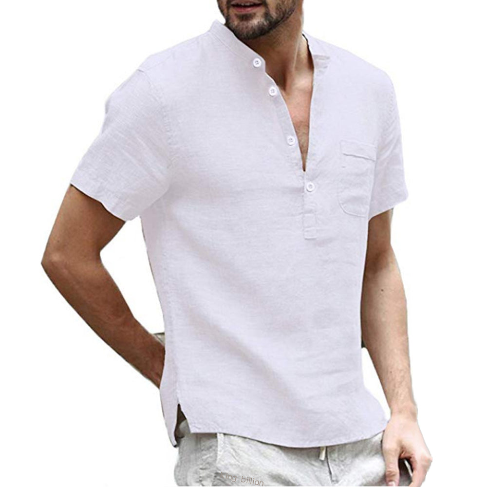 Herren Kurzarmhemd Leichter Stoff Beige