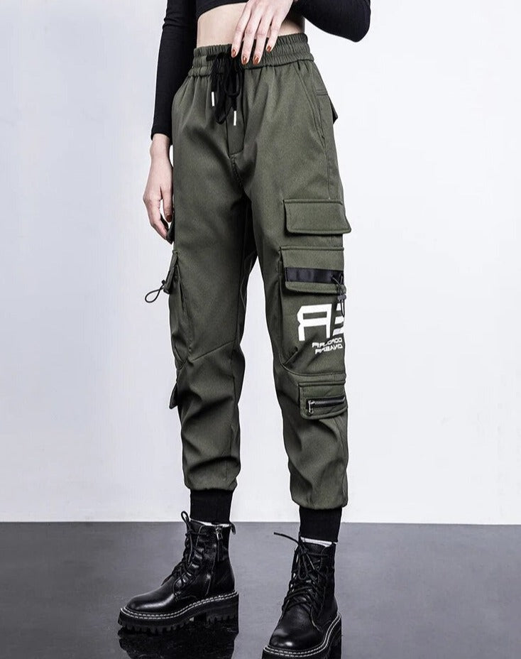 Norvielle Damen High-Waist Cargo-Hose Mit Taschen