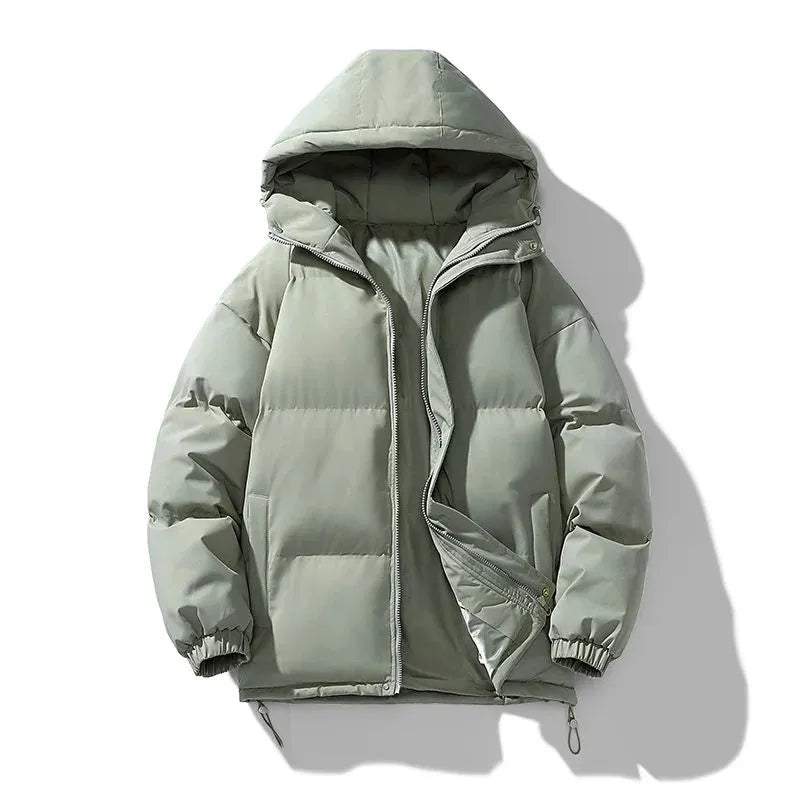 Herren Pufferjacke Kapuze Winter
