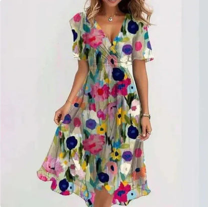 Damen V-Ausschnitt Kleid