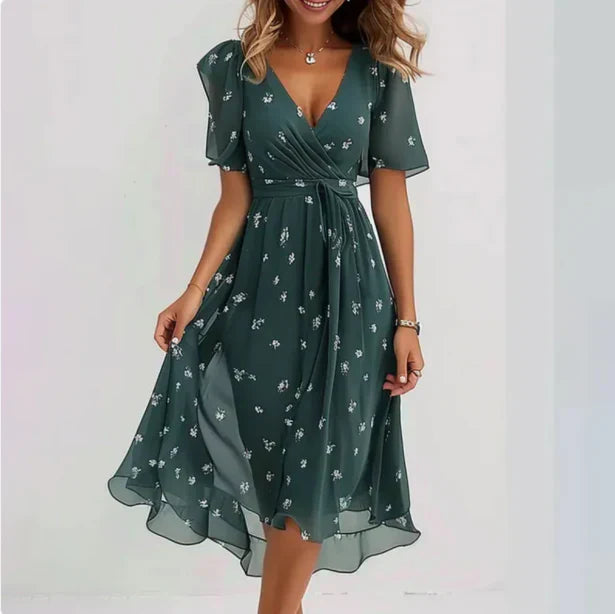 Damen V-Ausschnitt Kleid