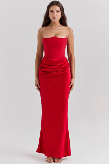 Damen Trägerloses Maxi-Kleid Hochzeitsgast