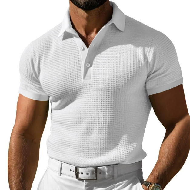 Herren Polo-Shirt Strukturiert Schmal