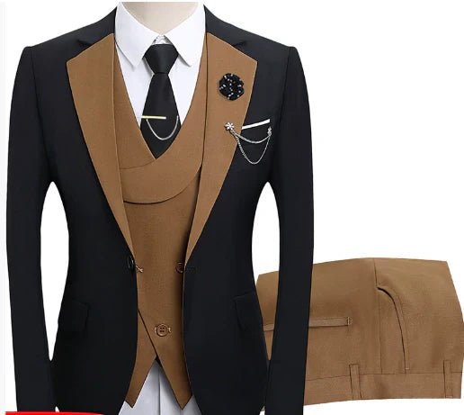 Herren Anzug Ensemble 3-teilig Jacke Weste Hose