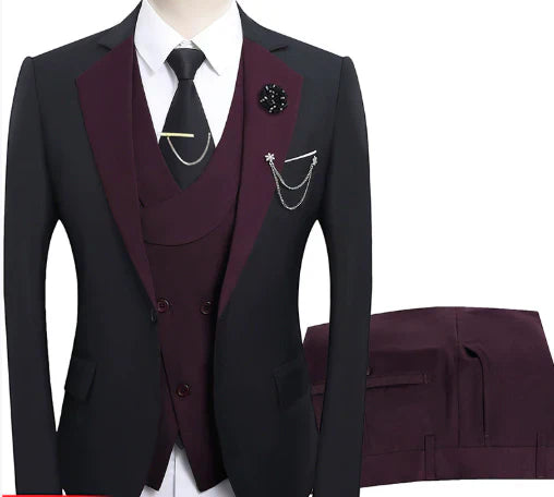 Herren Anzug Ensemble 3-teilig Jacke Weste Hose - Norvielle