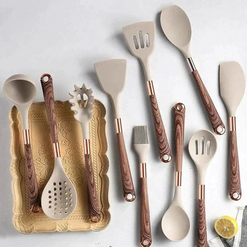Silikon Küchenset 10-teilig Edelstahl verstellbar