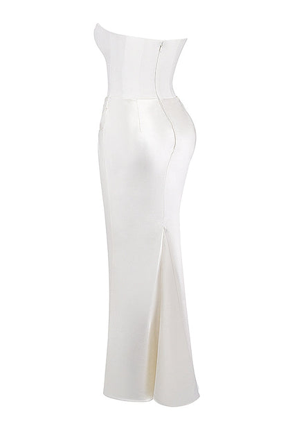 Damen Trägerloses Maxikleid Elegant Lang Femimin