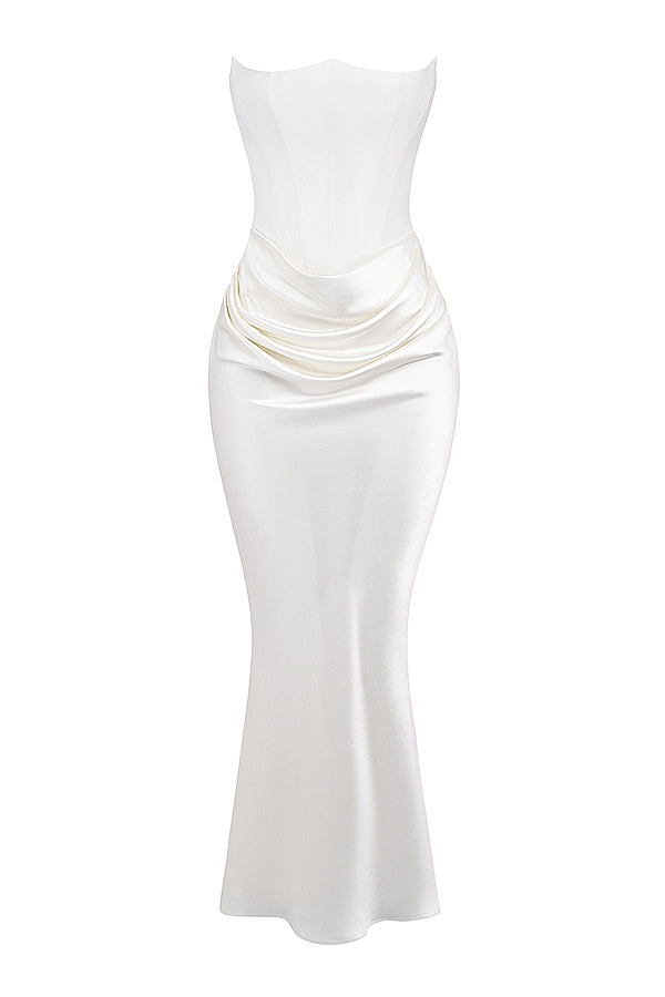 Damen Trägerloses Maxikleid Elegant Lang Femimin