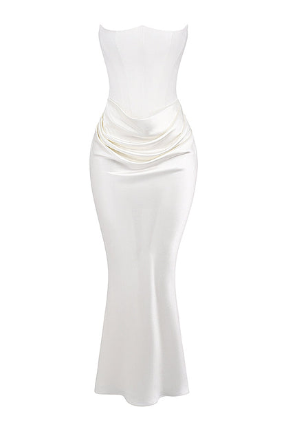 Damen Trägerloses Maxikleid Elegant Lang Femimin