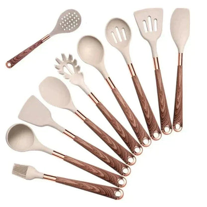 Silikon Küchenset 10-teilig Edelstahl verstellbar