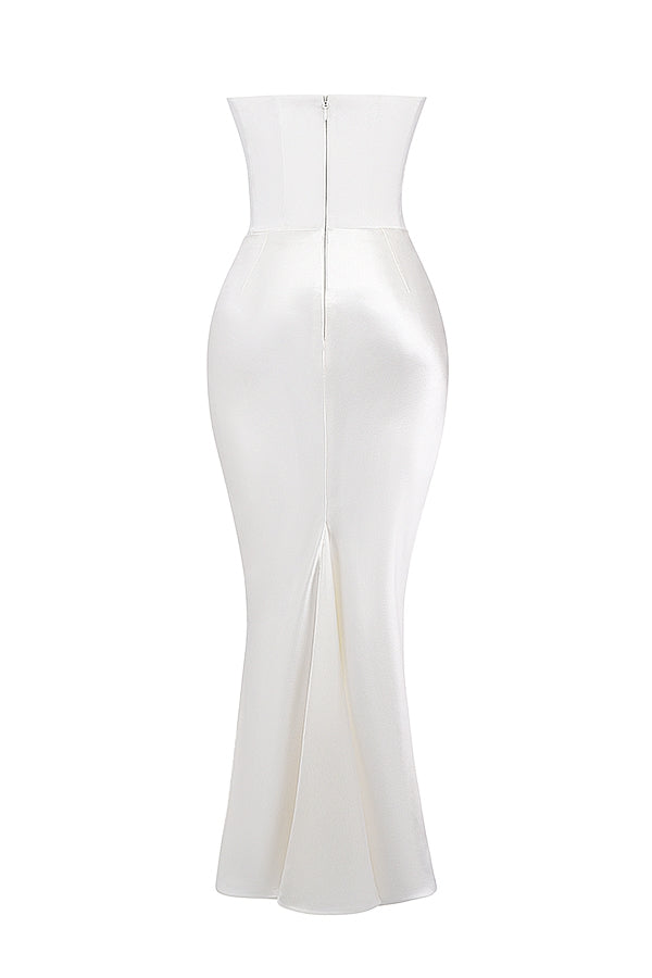 Damen Trägerloses Maxikleid Elegant Lang Femimin
