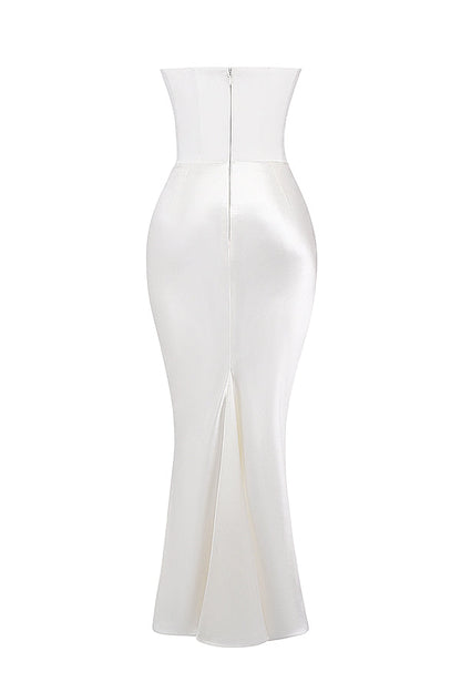 Damen Trägerloses Maxikleid Elegant Lang Femimin