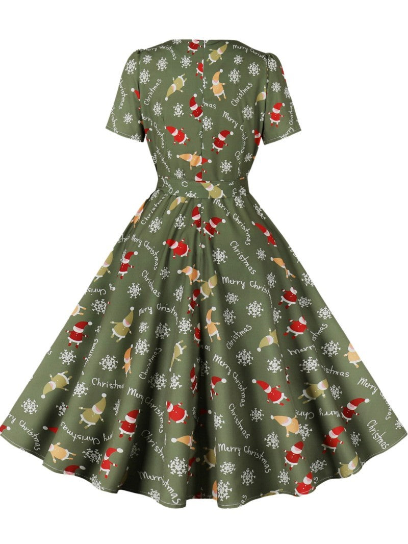 Damen Rockabilly Kleid Florales Karomuster