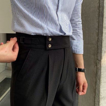 Damen Faltenhose Klassisch Gürtelschlaufen