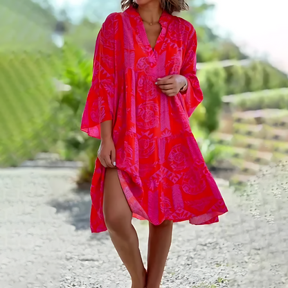 Damen V-Ausschnitt Midi Strandkleid - Norvielle
