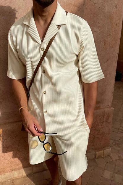 Herren Sommer Set Kurzarmhemd Shorts Streifen-Design - Norvielle