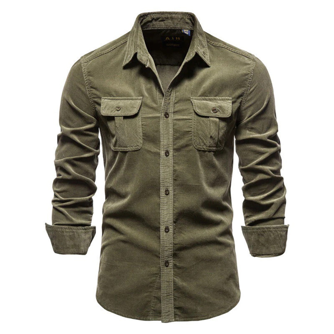 Herren Cordhosen-Hemd Warmes Komfort-Hemd Corduroy Beige