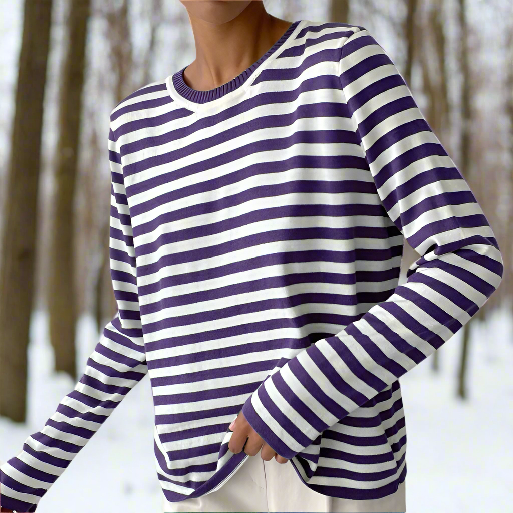 Damen Langarmshirt Lässig Gestreift
