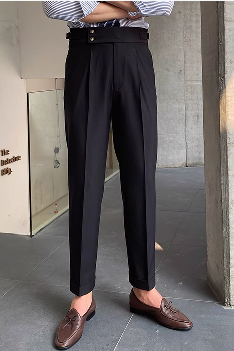 Damen Faltenhose Klassisch Gürtelschlaufen