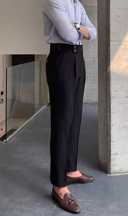 Damen Faltenhose Klassisch Gürtelschlaufen